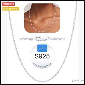 925 Sterling Silver Chain Necklace 14K Gold Plated Dainty Rope Chain